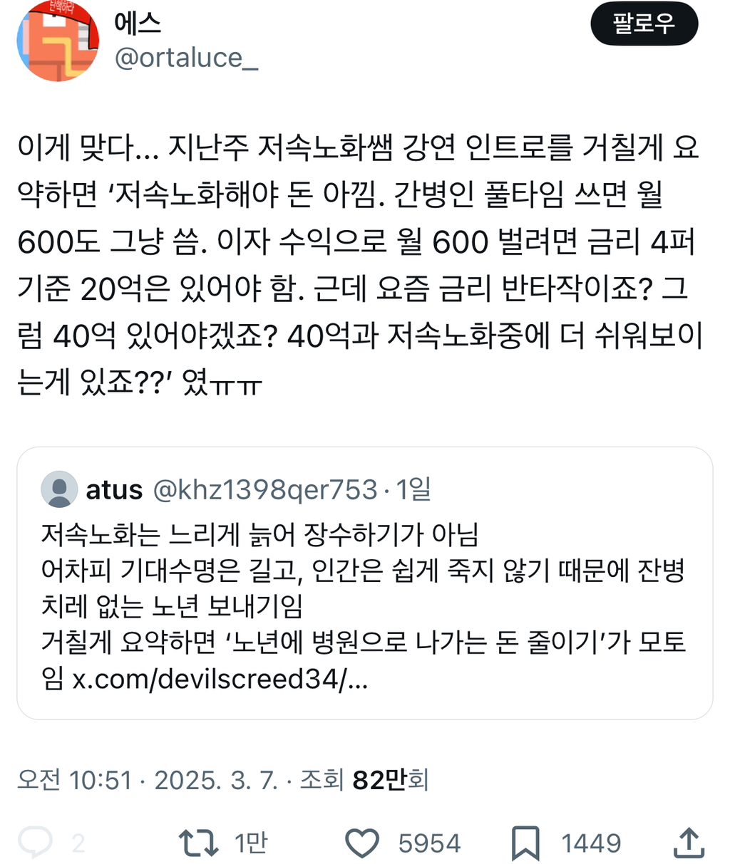 저속노화는 느리게 늙어 장수하기가 아님.twt | 인스티즈