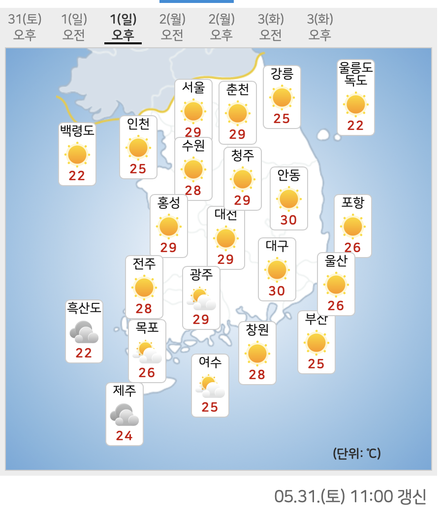 내일 오후 날씨 예보 | 인스티즈