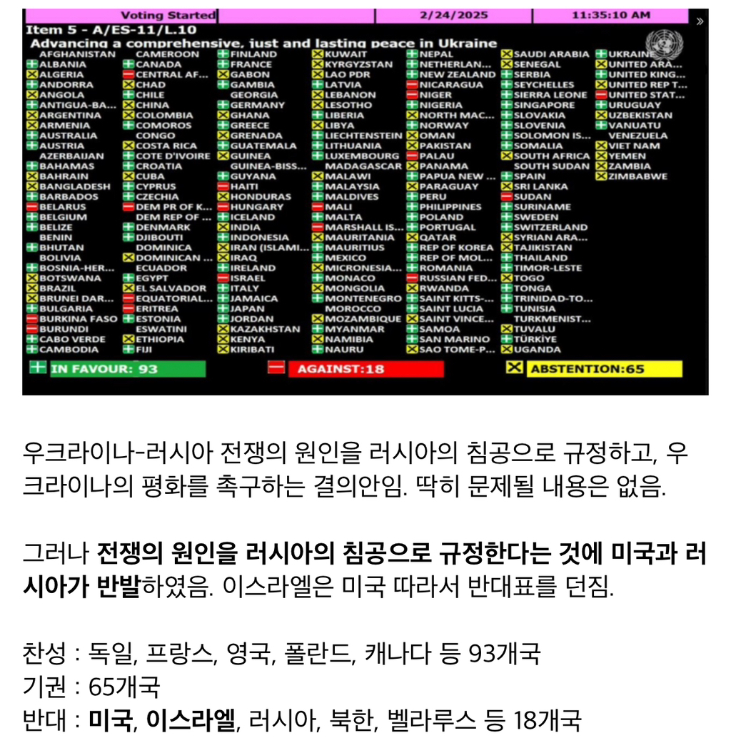 방금전 UN 우크라이나 결의안 표결 결과 | 인스티즈