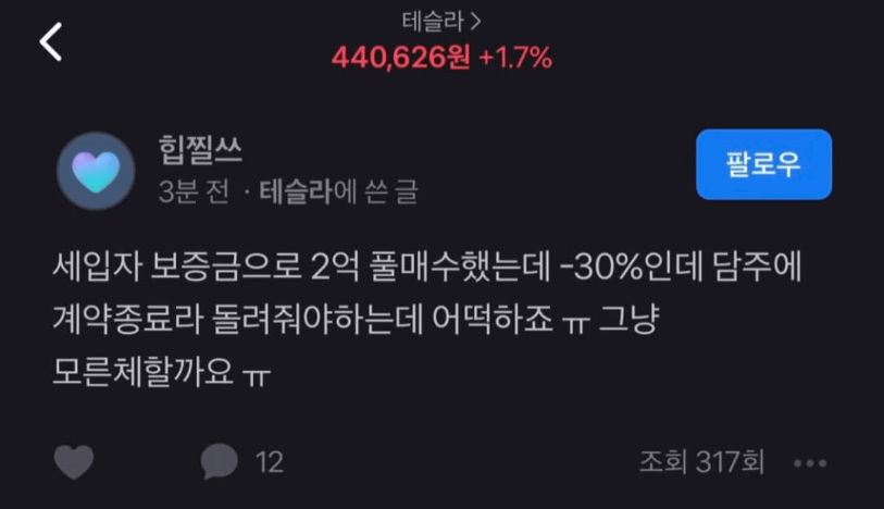 2억 풀매수 했던 테슬라 매수자 ..jpg | 인스티즈