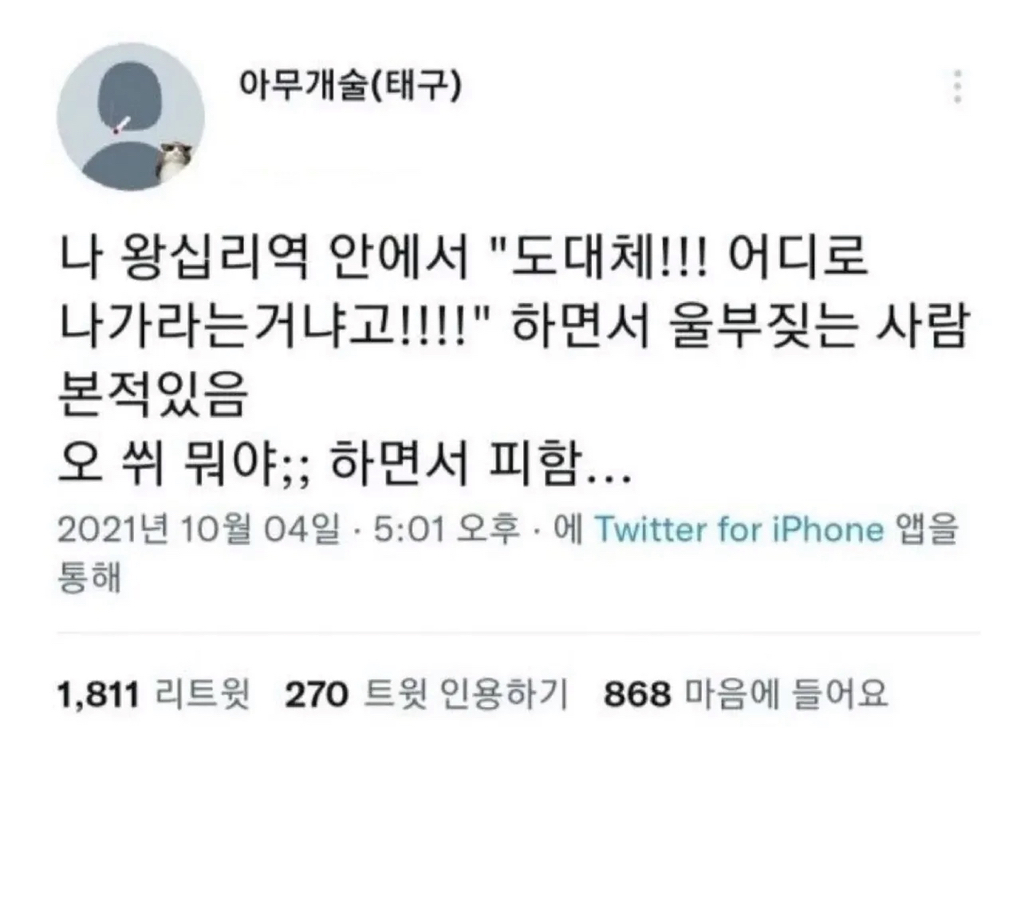 나 왕십리역 안에서 울부짖는 사람 본적있음 | 인스티즈