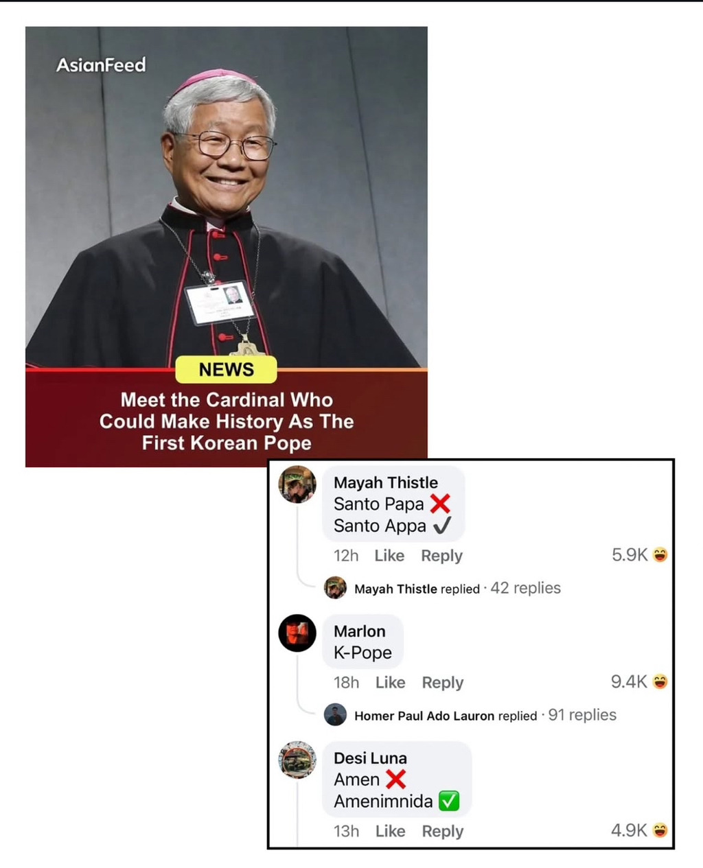 한국인 교황 가능성에 대한 해외 반응 | 인스티즈