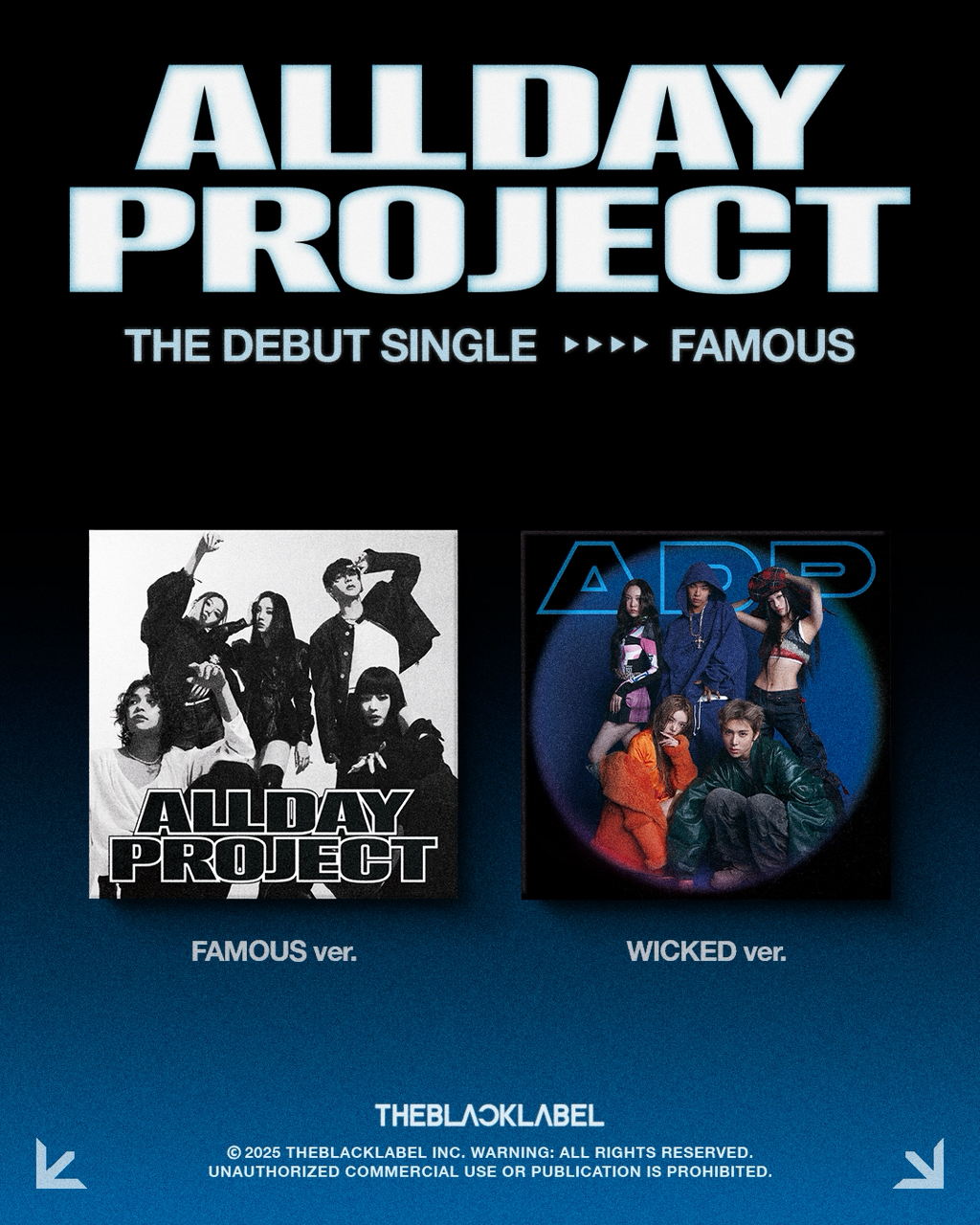 더블랙레이블 혼성그룹 ALLDAY PROJECT 데뷔 싱글 'FAMOUS' 앨범 사양 | 인스티즈