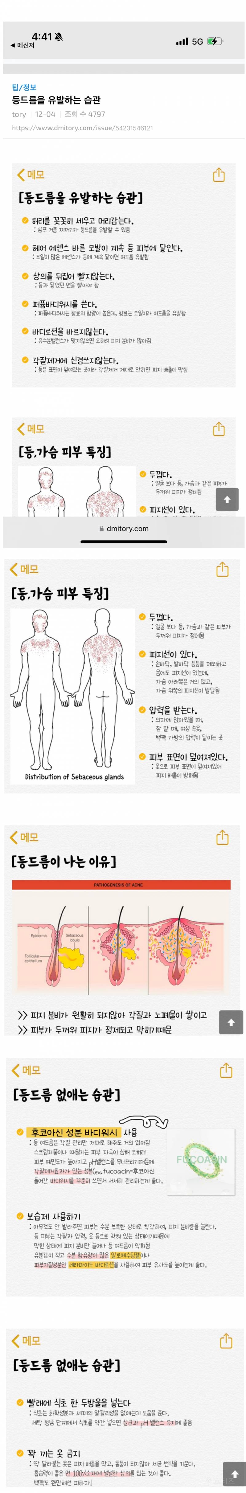 등드름 유발하는 습관 총정리